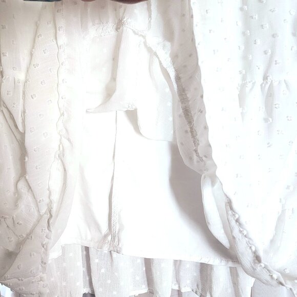 Soft Flowy Classic Swiss-dot Tiered Flutter Sleeve Top in Summer White Sz. XL - Picture 9 of 9